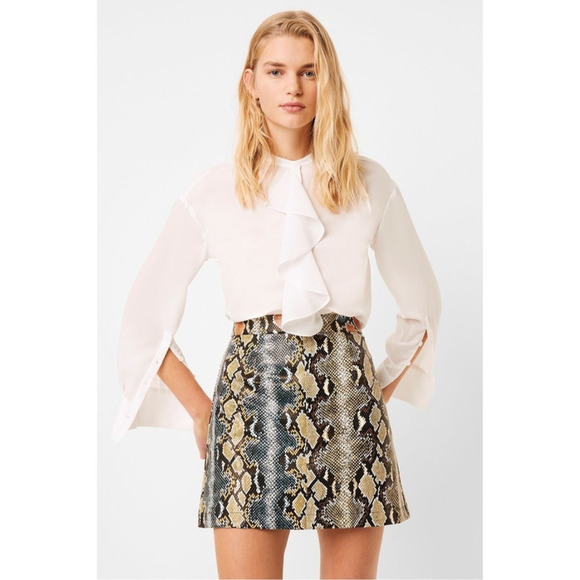 French Connection Adila Colorful Snakeskin Faux Leather Skirt Sz 8 NWT - Picture 1 of 7